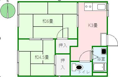 コーポ城(2K/1階)の間取り写真