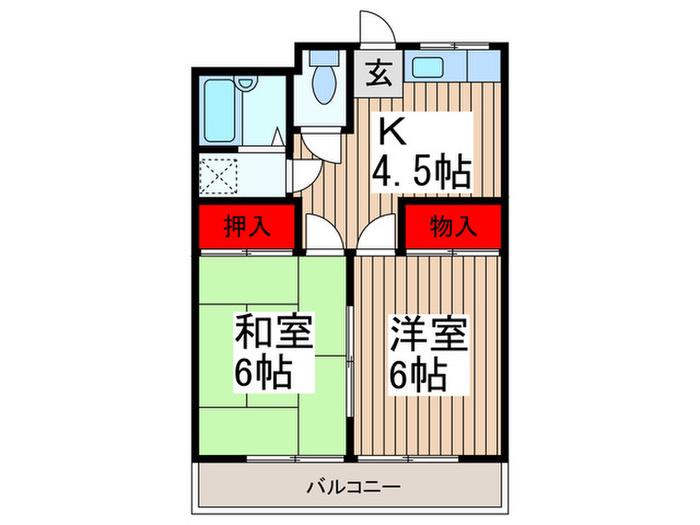 田中ハイツ(2K/2階)の間取り写真