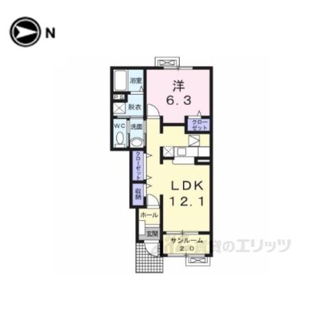N3-コンドミニアム(1LDK/1階)の間取り写真