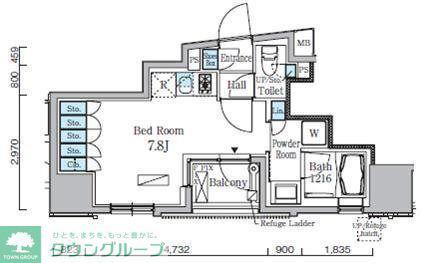 レジディア九段下II(ワンルーム/2階)の間取り写真