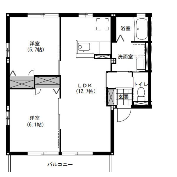 フェリーチェ(2LDK/1階)の間取り写真
