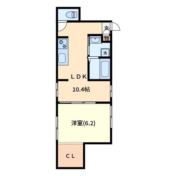 PORTFINO(1LDK/1階)の間取り写真