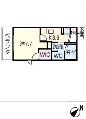 フロイデ隼人(1K/2階)の間取り写真