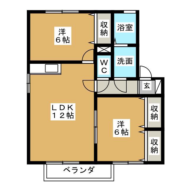 リヴィエドミーユ(2LDK/2階)の間取り写真