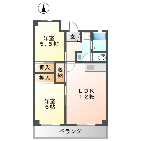 リアライズ木曽川(2LDK/6階)の間取り写真