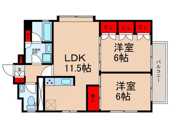 K‐B東池袋ビル(2LDK/9階)の間取り写真