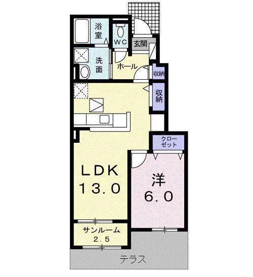 ディアグランデ(1LDK/1階)の間取り写真