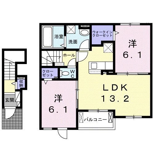 マジェスティII(2LDK/2階)の間取り写真
