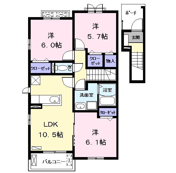 K.Nコンプレーション IV(3LDK/2階)の間取り写真