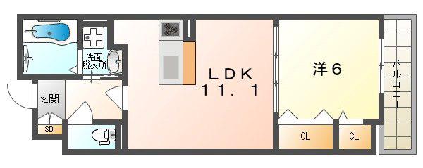 梶町3丁目(1LDK/1階)の間取り写真
