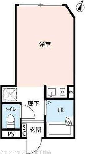 REBERTY北千住(ワンルーム/3階)の間取り写真