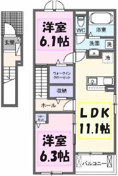 アルカディアⅣ(2LDK/2階)の間取り写真