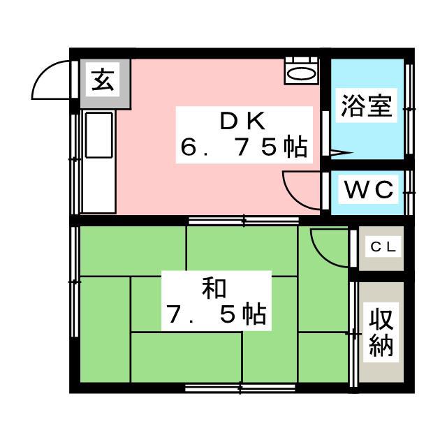 第一要荘(1DK/2階)の間取り写真