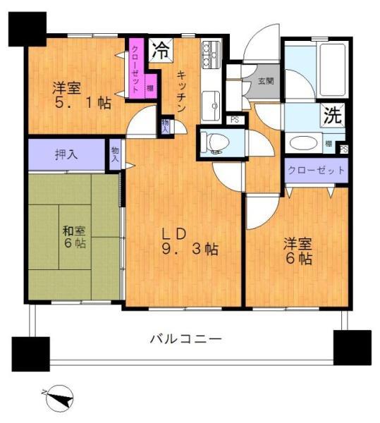 プルミエール多摩川(3LDK/3階)の間取り写真
