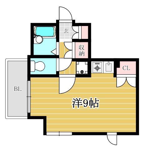 ソシアル六本松(ワンルーム/2階)の間取り写真