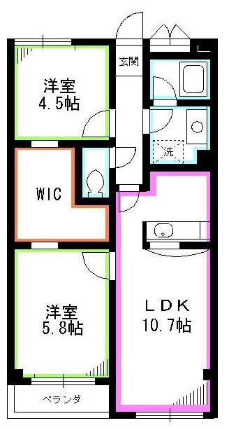 PLIME(2LDK/3階)の間取り写真