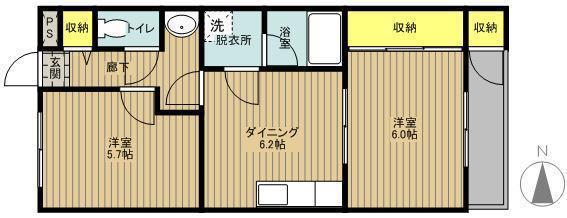 MUハイツ(2DK/2階)の間取り写真