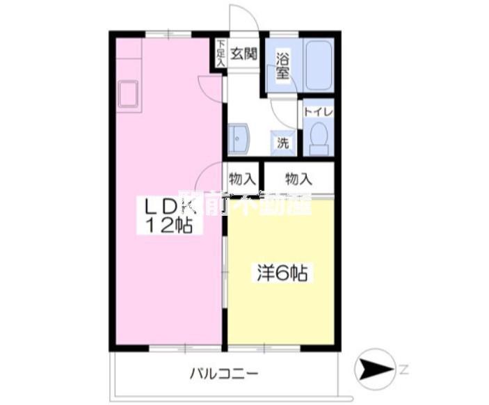 ハイツ旗崎(1LDK/2階)の間取り写真