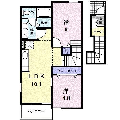 ビサイド.STIIA(2LDK/2階)の間取り写真