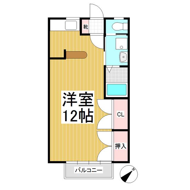 ハイツ東(ワンルーム/2階)の間取り写真