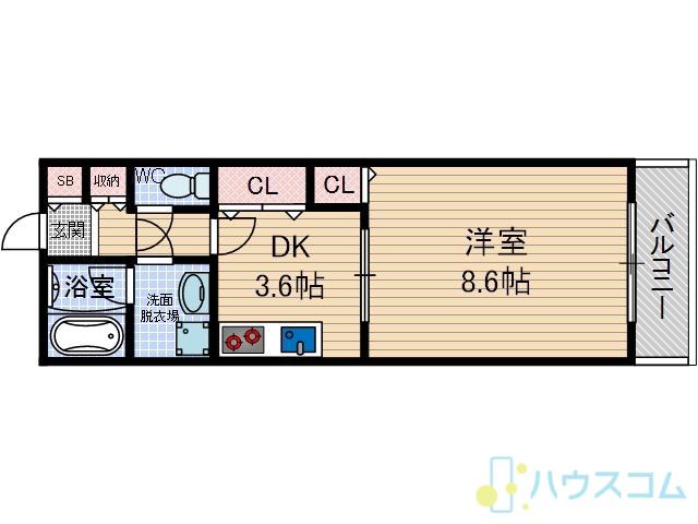 ステーションハイツ南茨木(1DK/2階)の間取り写真