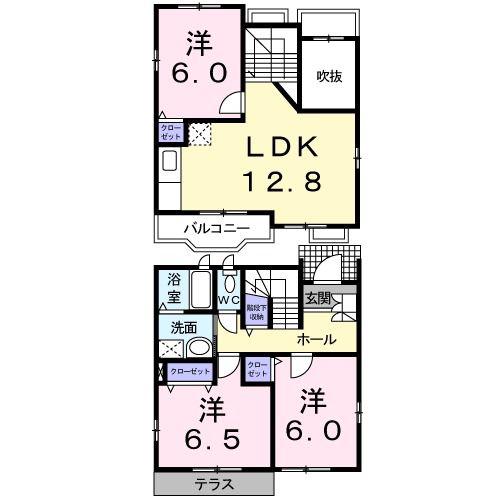 カメリアヒルズB(3LDK/1階)の間取り写真