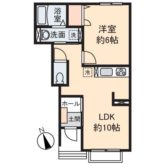 ウォルハイム(1LDK/1階)の間取り写真