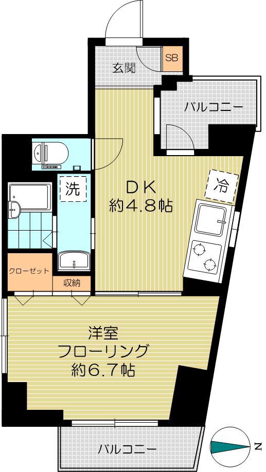 グランド坂フジタ(1DK/5階)の間取り写真