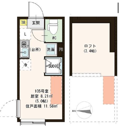 PERE NOEL 鷺ノ宮(ワンルーム/1階)の間取り写真