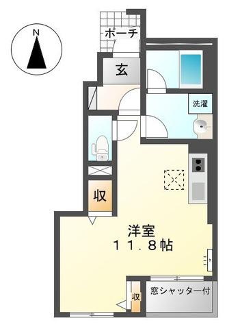 ラピスラズリ(ワンルーム/1階)の間取り写真