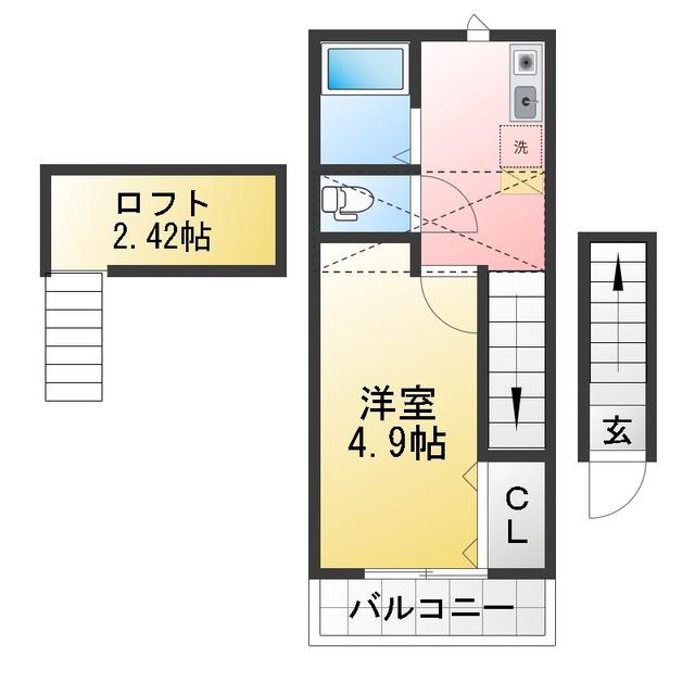 メルディア与野本町(1K/2階)の間取り写真