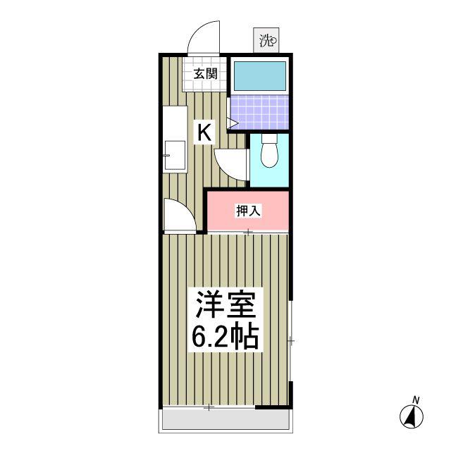 伊藤ハイツ(1K/2階)の間取り写真
