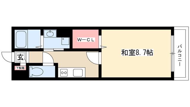 ドルフしらかね(1K/1階)の間取り写真