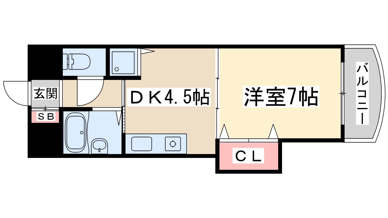 ノルデンハイムリバーサイド十三(1DK/5階)の間取り写真