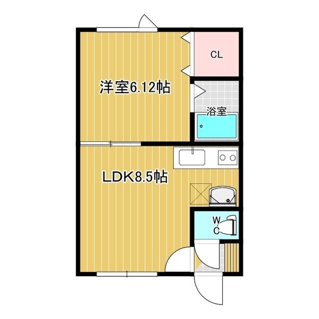 エクラタン光西(1DK/1階)の間取り写真