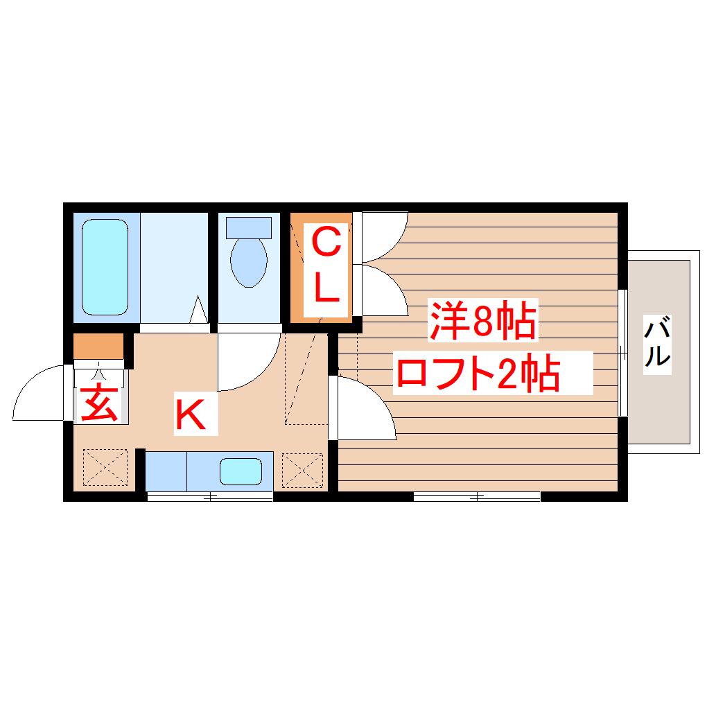 ハイネス小田原(1K/2階)の間取り写真