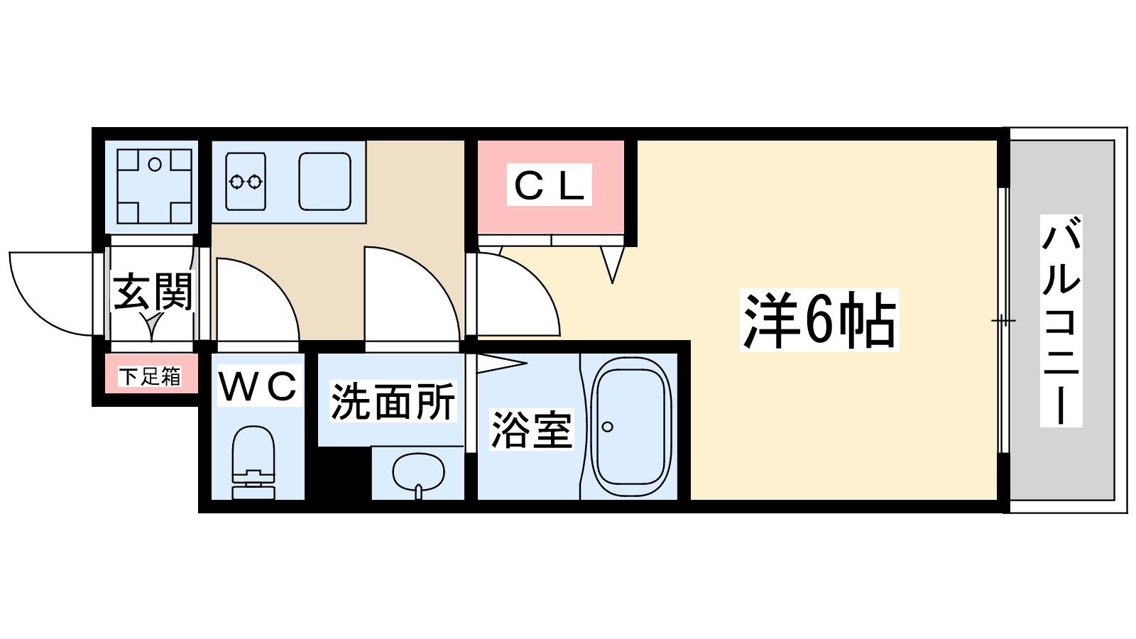 エスリード梅田グランノース(1K/6階)の間取り写真