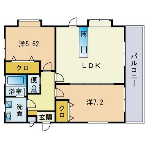 ガーデンやよい坂(2LDK/1階)の間取り写真