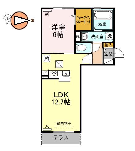 フトゥーロ(1LDK/2階)の間取り写真