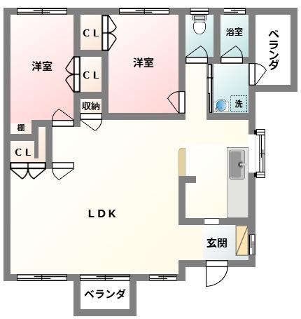仲村共同 2LDK(2LDK/2階)の間取り写真