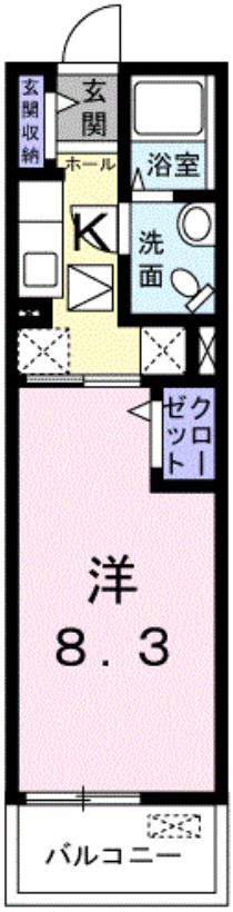 ファインヒルズ(1K/1階)の間取り写真