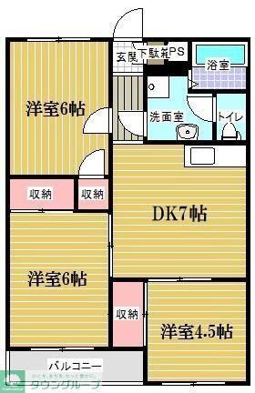 宿河原マンション(3DK/3階)の間取り写真