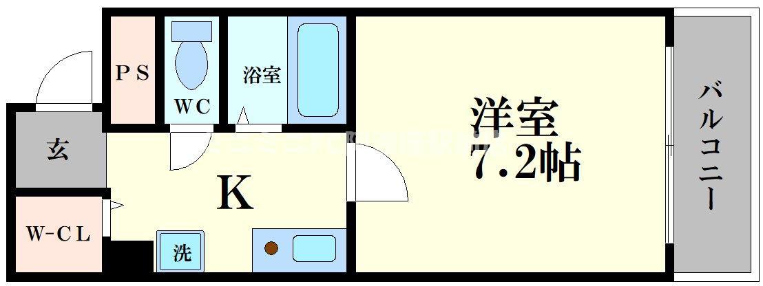 エクシード弁天II(1K/5階)の間取り写真