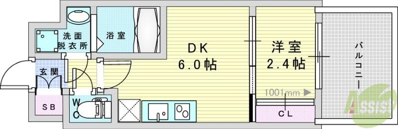 セレニテ新大阪ミラク弐番館(1DK/10階)の間取り写真