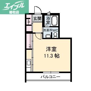 ウィスティリアB棟(ワンルーム/2階)の間取り写真