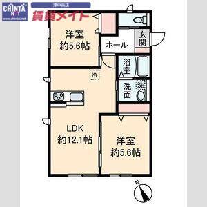 ルミエール(2LDK/1階)の間取り写真