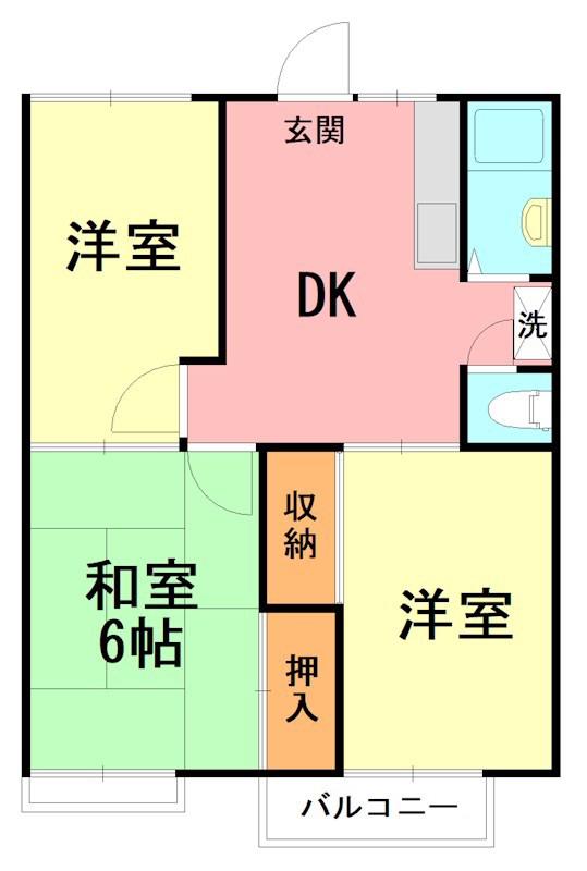 サングランデ林間(3DK/1階)の間取り写真