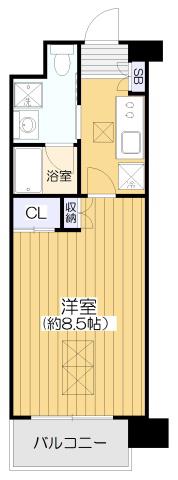 イーバイユー新大阪(1K/4階)の間取り写真