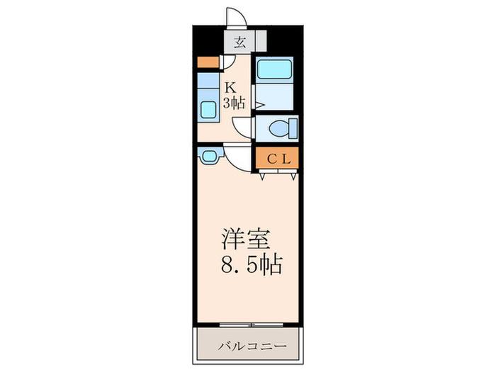 ギャラン前田(1K/2階)の間取り写真