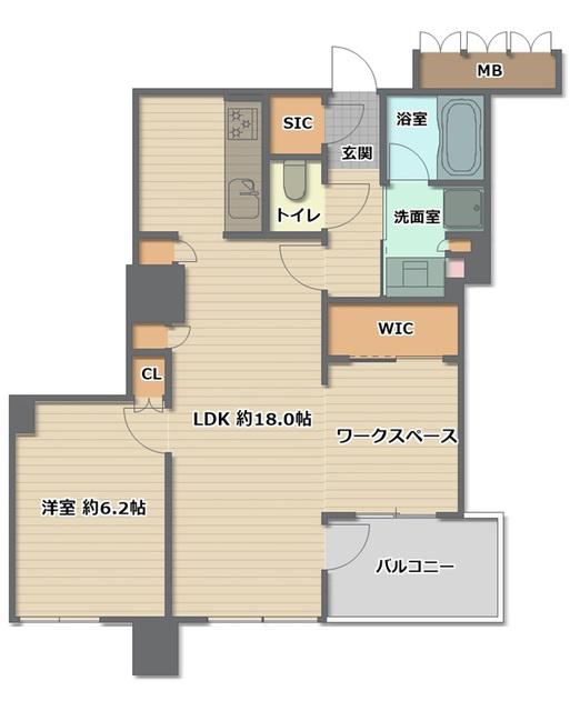 ブランズタワー大阪本町(1LDK/23階)の間取り写真